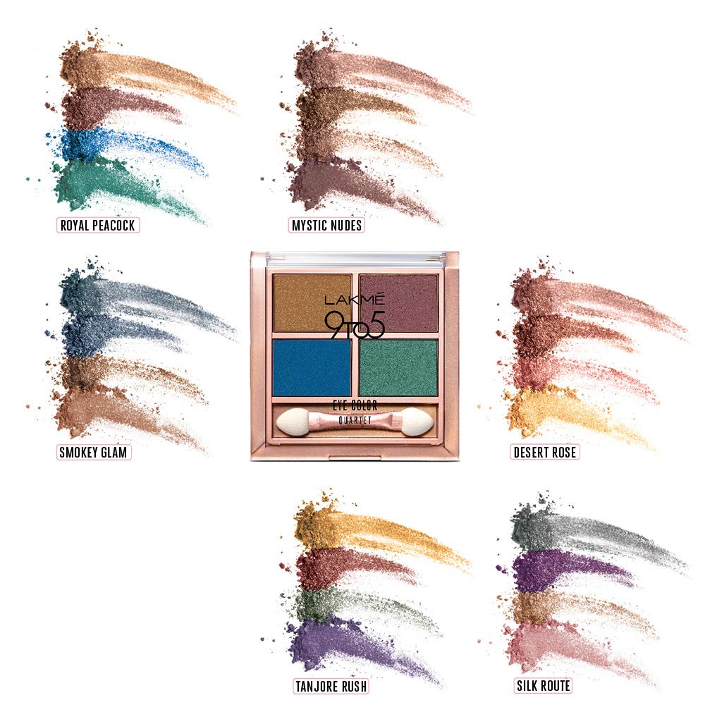 Lakmé 9 to 5 Eye Color Quartet Eye Shadow, Smokey Glam, 7 g