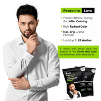 VCare Super Eazzy Hair Colour Shampoo for Women and Men 20ml | Only 5 Minute Root Hair Dye Coloring Kit Head, Moustache, Beard, Hands, Chest | No Ammonia (Pack of 10, Black)