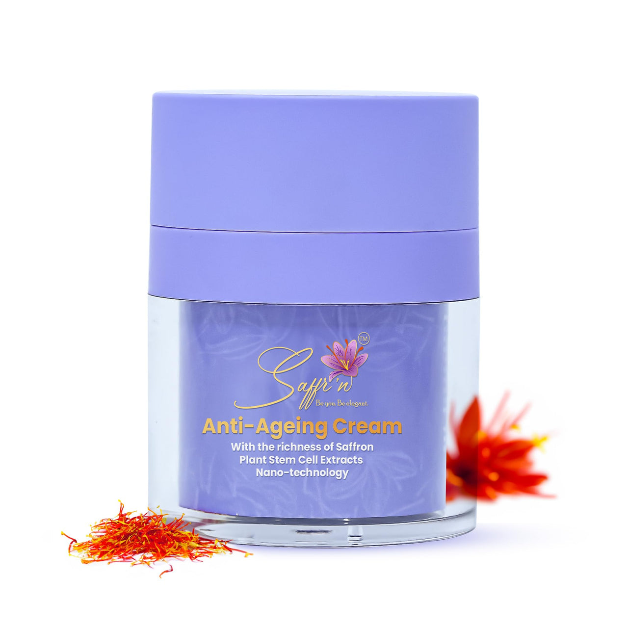 SAFFR'N Anti Ageing Cream With 5% Resveratrol,5% Argireline,10% Hyaluronic Acid,Collagen,Vitamin E,Bakuchiol,Saffron,Centella&Olive Stem Cell Extracts,&Nano Tech To Reduce Ageing Signs|50 Ml