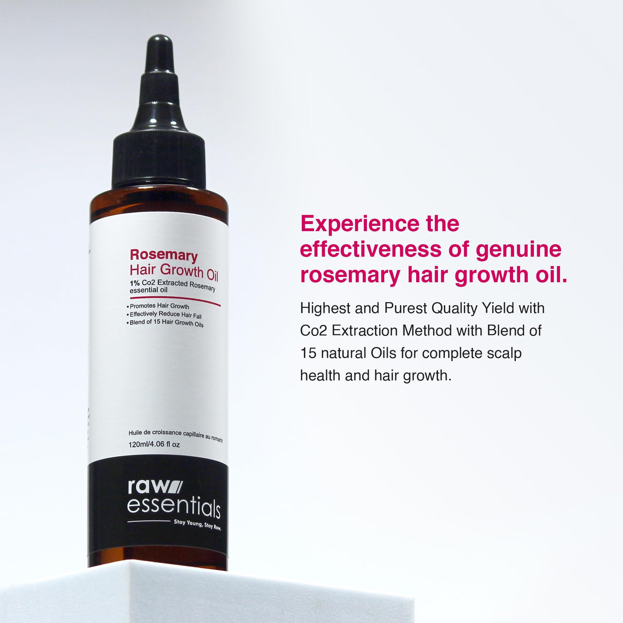 Raw Essentials Rosemary Hair Oil 120ml, Highest Grade Natural Rosemary Oil for Hair Growth, Nourishes and Strengthen Hair & Scalp, Boost Volume, Shine & Thickness.