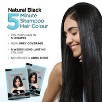 Bblunt Natural Black 5 Minute Shampoo Hair Colour For 100% Grey Coverage - 20ml X 5