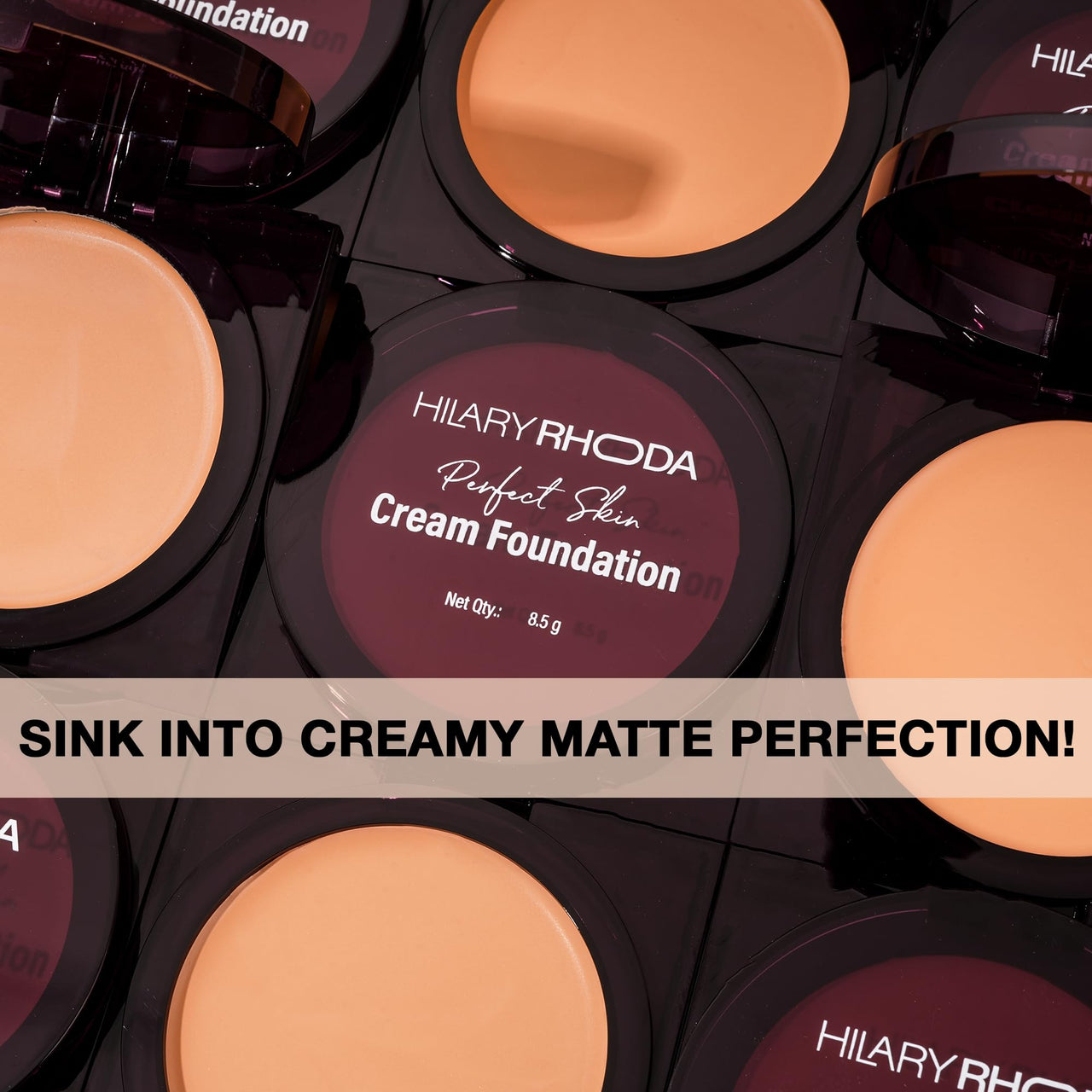 Hilary Rhoda Perfect Skin Cream Foundation | Buildable Coverage & Lightweight | Waterproof & Matte Finish | Blendable Foundation - 8.5g (Ivory - Shade 01)