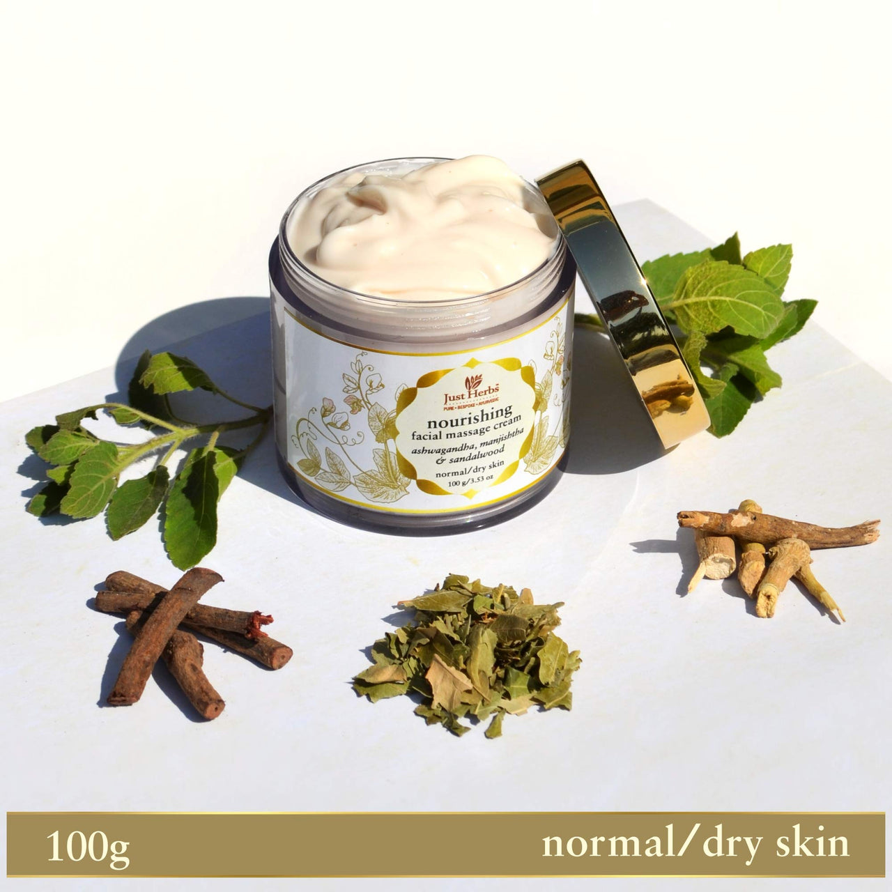 Just Herbs Ayurvedic Herbal Nourishing Face Moisturizing Massage Cream100 gm & Just Herbs Ayurvedic Creamy Matte Lipstick Set38gm (Pack of 16)