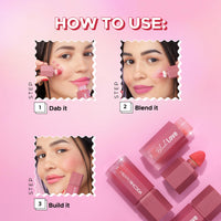 Hilary Rhoda Blush Love | Highly Pigmented Liquid Blush & Super Dewy Finish | Built-in Sponge | All Day Wear & Buildable Formula | Leak-Proof - 6ml (Scandalous | Shade 06)