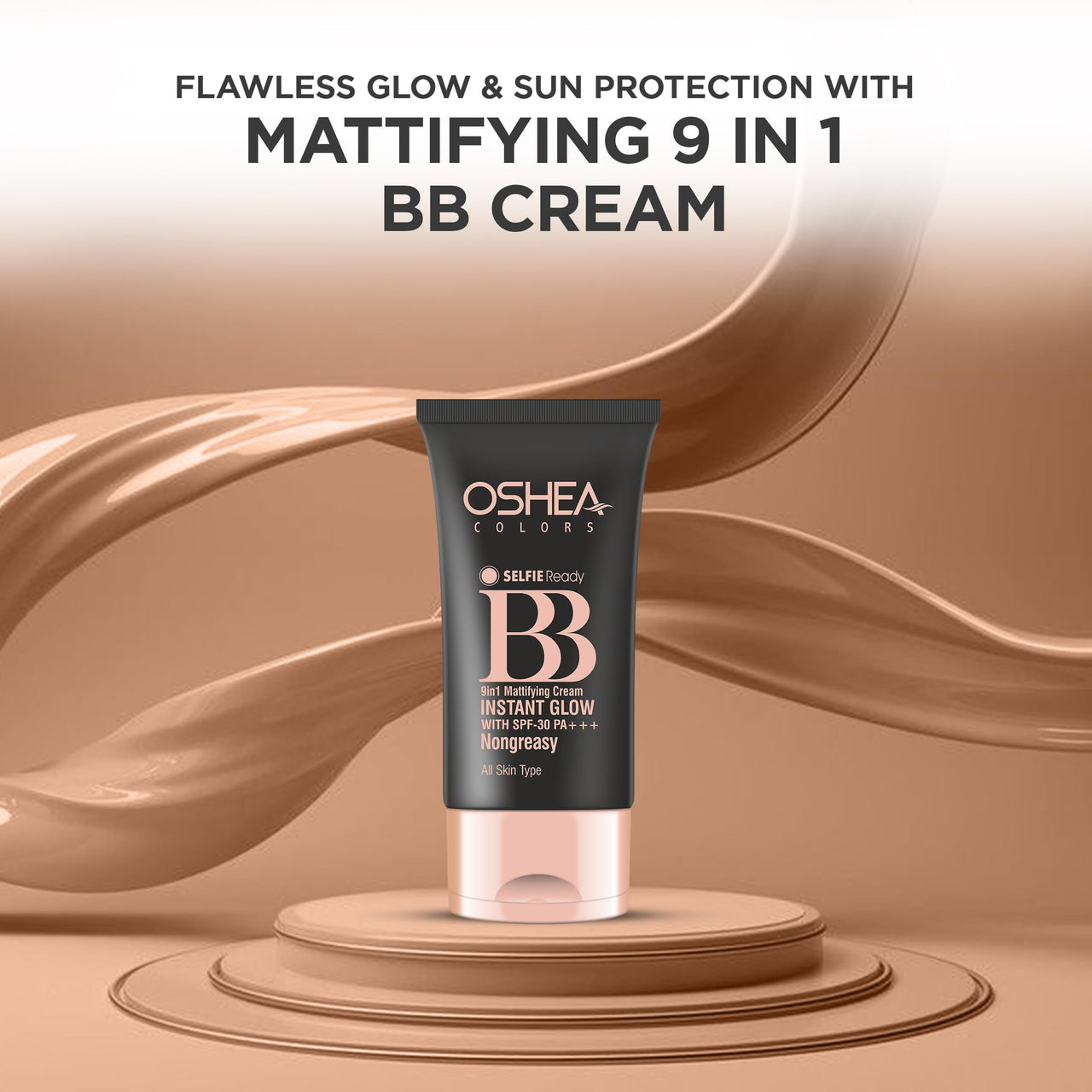 Oshea Herbals Mattifying BB Cream for All SKin Types | Non Greasy & Instant Glow with SPF 30 PA +++ | Enriched with Aloe Vera, Turmeric & Licorice Extracts (002 Beige Medium) 30g