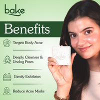 BAKE 2% Salicylic Acid Soap (2 pcs) Scrub Treatment with Niacinamide for Body & Back Acne, Reduces Strawberry Legs | Fades Dark Spots | Non Drying Formula | Soap For Men & Women | 100g x 2
