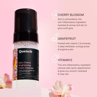 Quench Brightening Foam Cleanser with Cherry Blossom Radiance | Korean Face Wash for Glowing Skin | Removes Makeup, Dirt & Impurities | Brightens Dull Skin | Made in Korea (100ml)