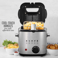 OVENTE 1.5 Liter Electric Deep Fryer FDM1501BR Charcoal and Oil Vapor Replacement Filter Set Pack of 3, White and Black ACPFDM1503, 1.5L