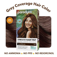 Paradyes Mini Natural Brown Timeless Hair Tint, Permanent Crème Hair Color for Hair, Complete Grey Coverage, Formula Free from PPD, Ammonia, & Resorcinol, 4.0 Natural Brown, 60 GRAM