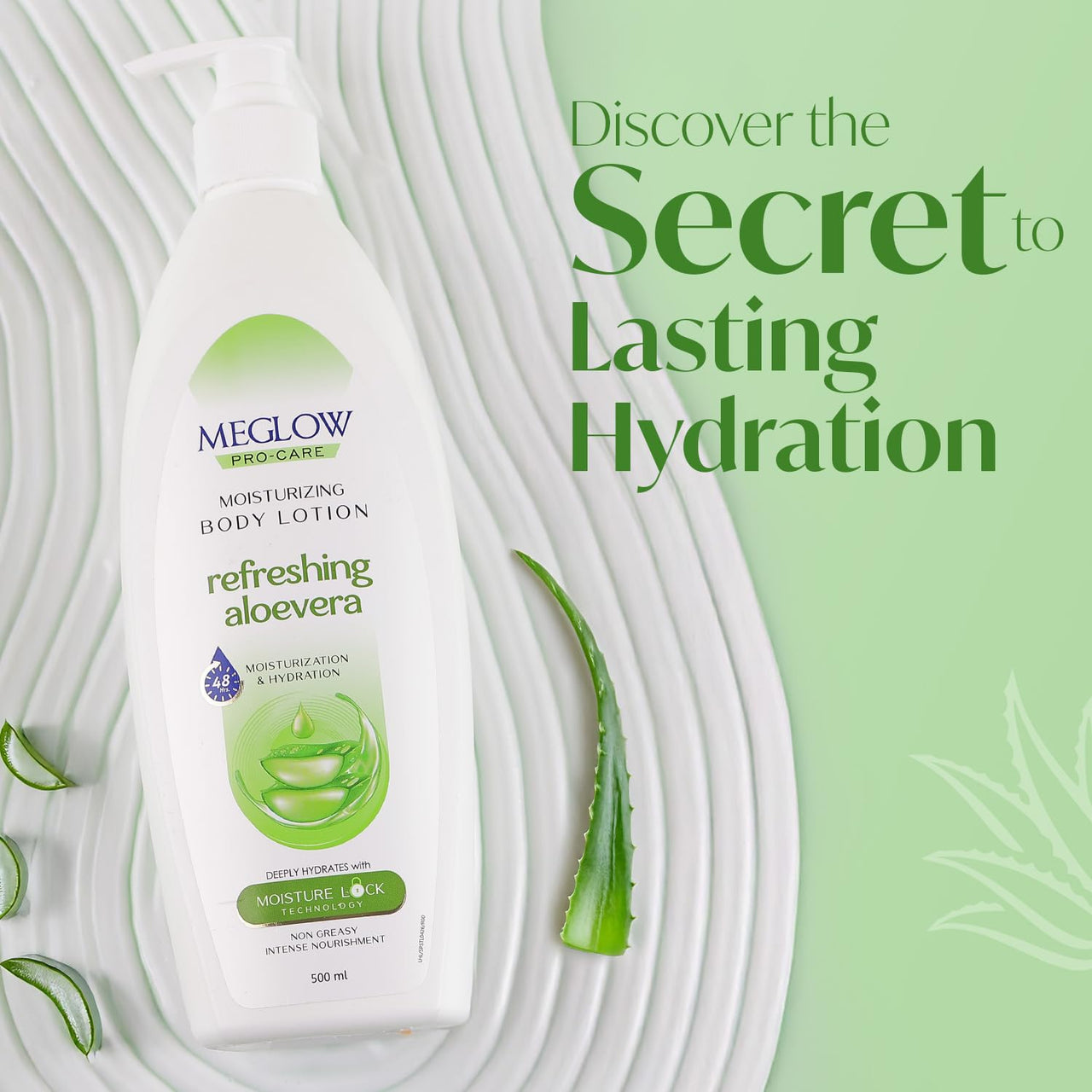 Meglow Pro-Care Moisturizing Body Lotion | Refreshing Aloe Vera Moisturizer for Women & Men for All Skin Types | Hydrating Moisturizer -500ml