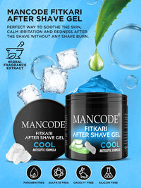 Mancode Fitkari After Shave Gel Cool for Men | Post Shave Gel | Treats Aftershave Cuts; Wounds; Razor Burn | Skin Irritation | Refreshing Aqua Fragrance | Alcohol Free After Shave 100gm (Pack of 1)