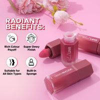 Hilary Rhoda Blush Love | Highly Pigmented Liquid Blush & Super Dewy Finish | Built-in Sponge | All Day Wear & Buildable Formula | Leak-Proof - 6ml (Scandalous | Shade 06)