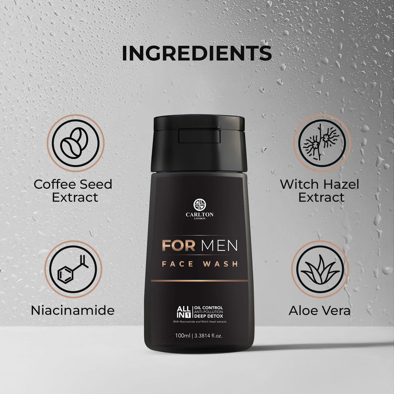 Carlton London Men Face Wash I Cleanses skin deeply Remove Oil and Dust Reduce dullness Paraben Sulphate & Cruelty free I Best for husband and boys 1x100ML
