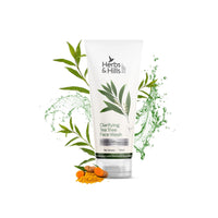 Herbs & Hills Clarifying Tea Tree Face Wash 100ml Anti Acne, Organic & Natural | Help to Clear Excess Oil | Remove Impurities and Prevent Pimples | Relieving Skin Irritation