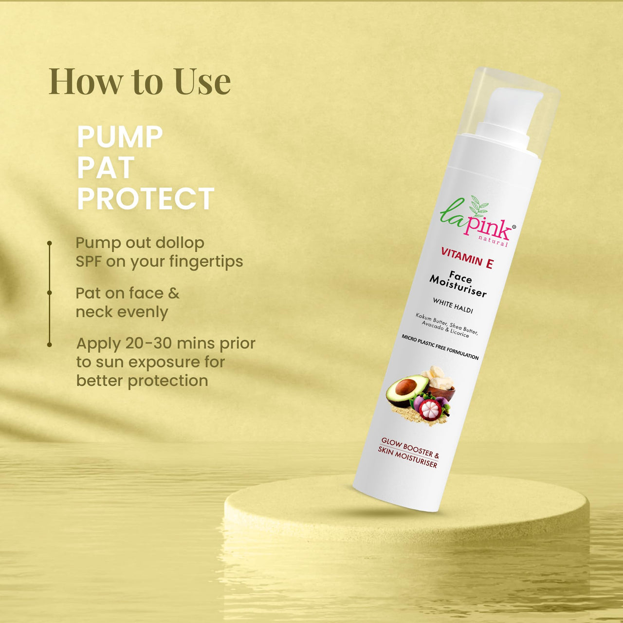 La Pink Vitamin E Moisturiser for Glowing & Hydrated Skin | Oil-free Moisturizer, Spreads Easily, Non-Sticky & Absorbs Instantly | Suitable for All Skin Types | 100% Microplastic Free Formula (50g)