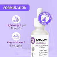 WildOak Advanced Korean Snail Mucin 96 Peptide Face Serum | Powerful Skin Barrier, Anti-Aging & Wrinkles | 72 Hours Skin Hydration | Korean Skincare | Tremella Mushroom for Dewy Soft & Plump Skin | 30ml