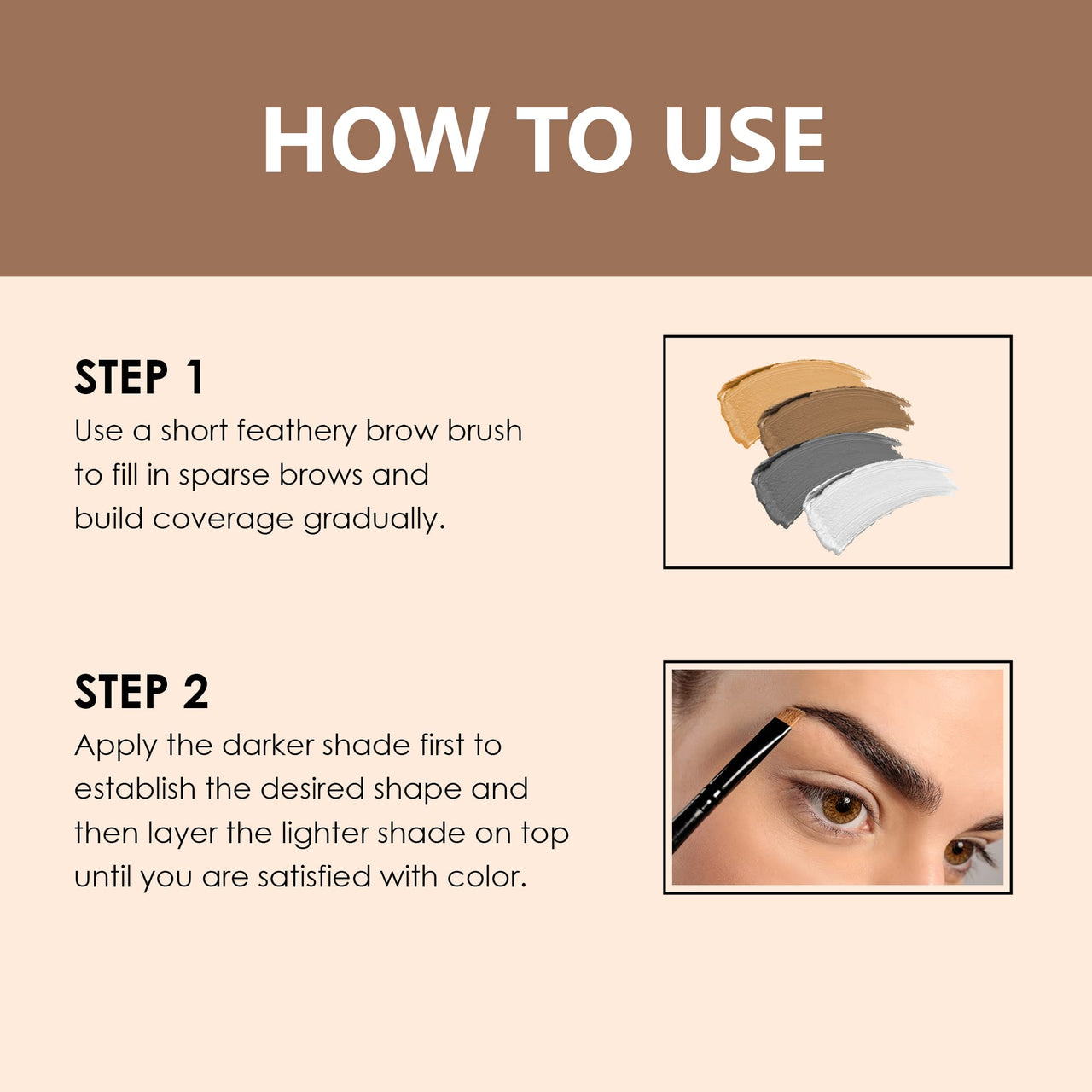 Shryoan Eyebrow Powder with angled eyebrow brush and Spoolie | Long Lasting & Water Proof | (Multi color)