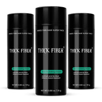 THICK FIBER - Fibers for Thinning Hair & Bald spots (BLACK, Pack of 3) - 25g Bottle - Conceals Hair Loss in Seconds For Women & Men