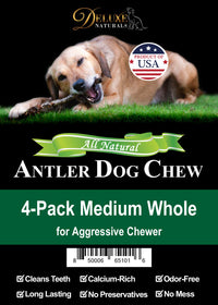 Elk Antler Chews for Dogs | Naturally Shed USA Collected Elk Antlers | All Natural A-Grade Premium Elk Antler Dog Chews | Product of USA, 4-Pack Medium Whole Medium (Pack of 4)