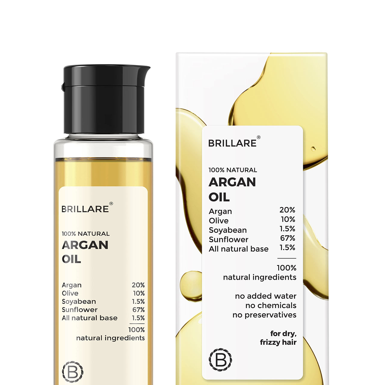 Brillare Argan Hair Oil & Brillare Real Mahabhringraj Oil with 14 Traditional Herbs Combo