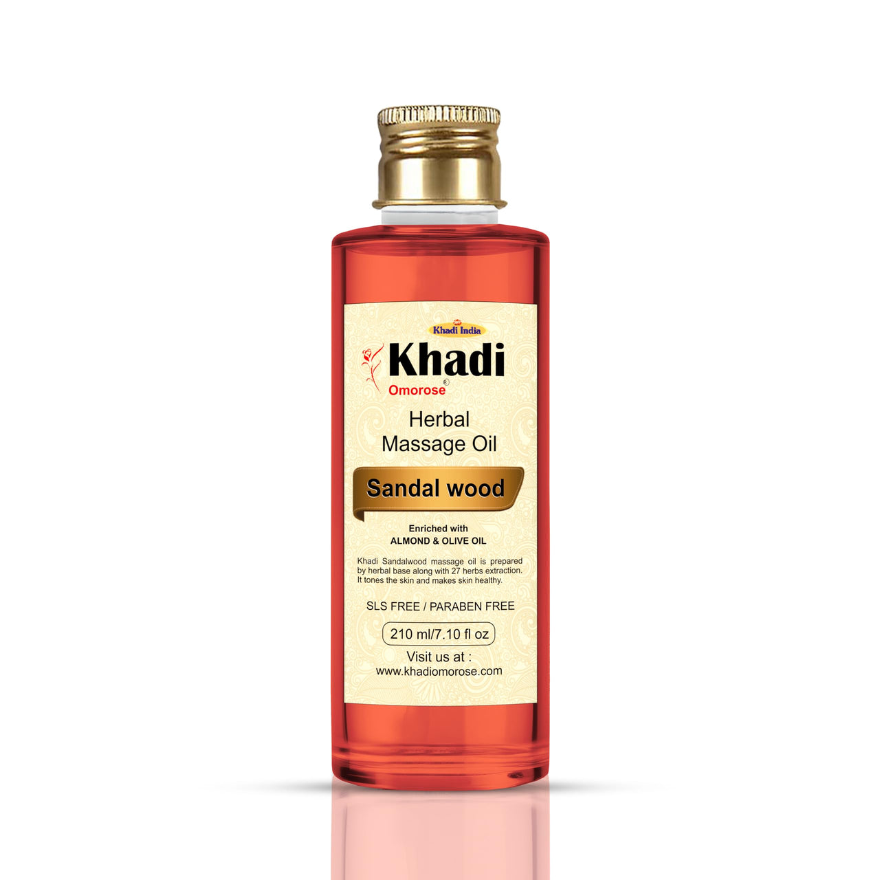Khadi Omorose Sandalwood Massage Oil With Almond, Jojoba, Wheatgerm Olive, Sesame, Vitamin E Oil, 210 Ml