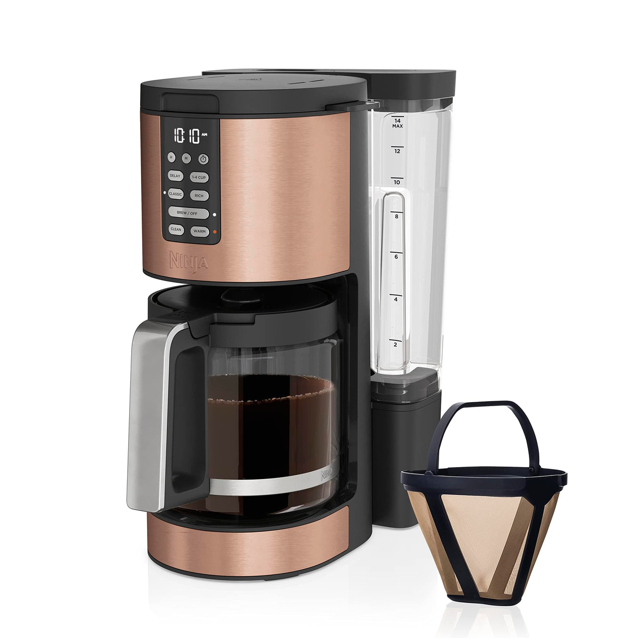 Ninja Programmable XL 14-Cup Coffee Maker PRO, 14-Cup Glass Carafe, Freshness Timer, with Permanent Filter, Black Stainless Steel, DCM201BK