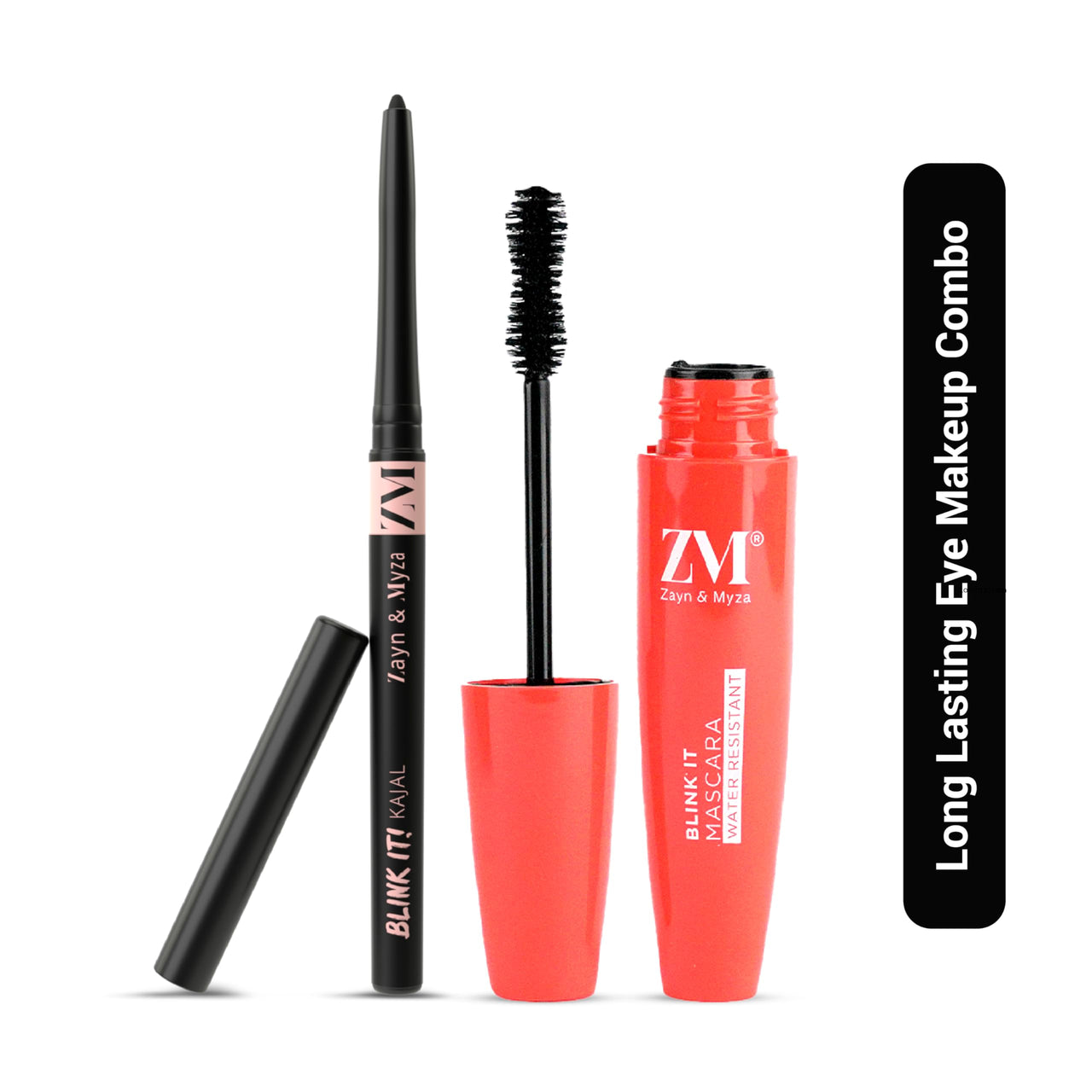 ZM Blink It Black Kajal and Mascara long lasting, Smudge proof, Waterproof - Combo 9ml (Black)