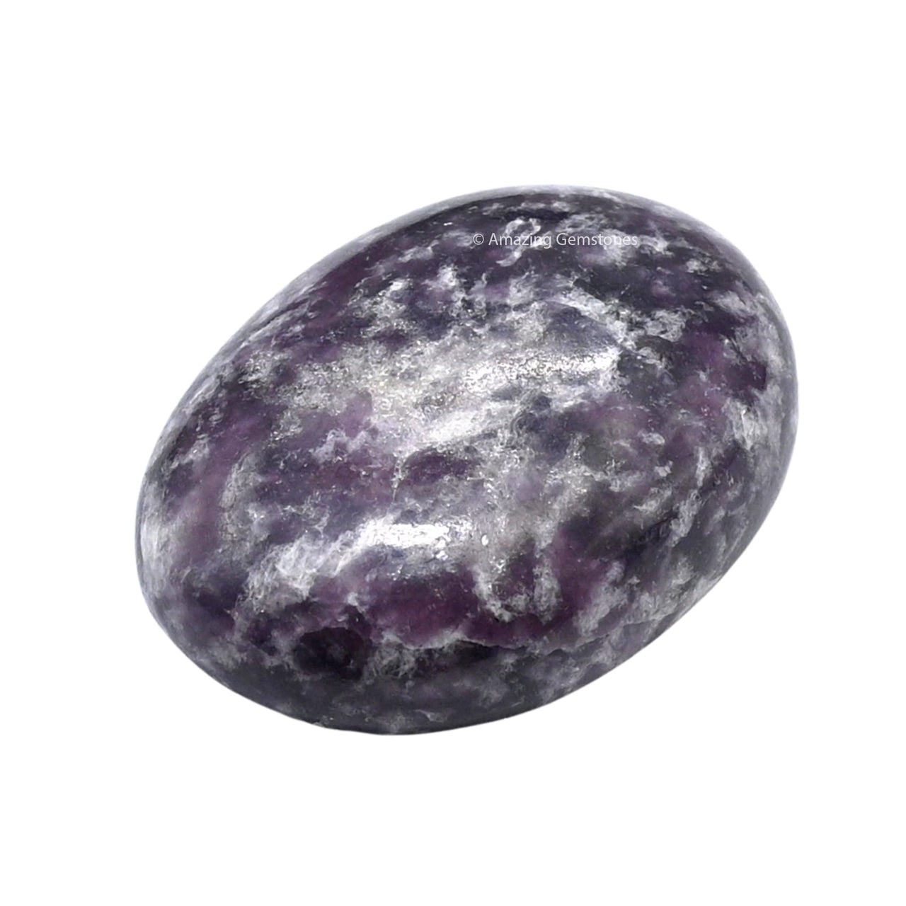 Lepidolite Palm Stone - Pocket Massage Worry Stone for Natural Body Chakra Balancing, Reiki Healing and Crystal Grid Lepidolite