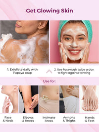 Kozicare Kojic Acid Soap & Papaya Face Wash Combo | Body Tan Removal Soap | Bathing Soaps for Glowing Skin -Pack of 3| Acne Wash for Glowing Skin l Gentle Exfoliating Face Wash For Men & Women-100Ml