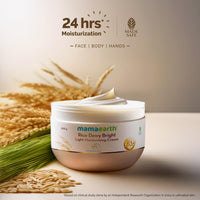 Mamaearth Rice Dewy Bright Light Moisturizing Cream With Rice Water & Niacinamide For Glass-Skin 200G |For Face, Hands & Body|24H Long-Lasting Moisturization|Non-Greasy Quick Absorbing, All Skintypes