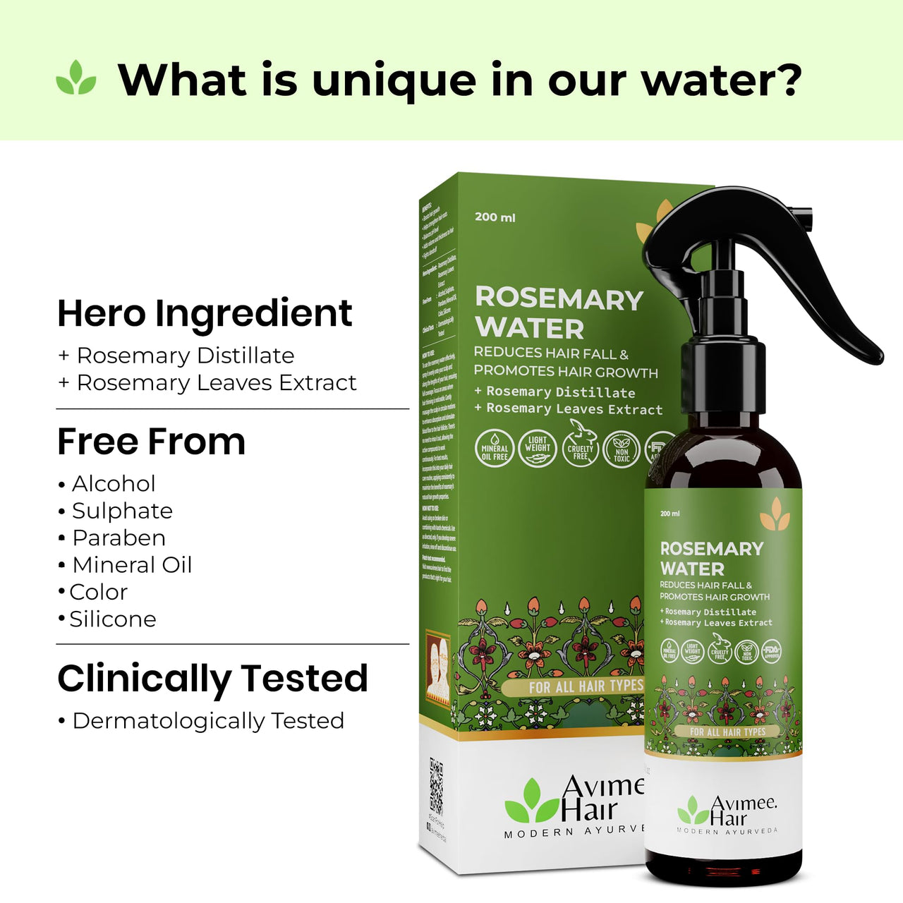 Avimee Herbal Super Saver Combo for Hair Growth & Hair Fall | Rosemary Water (200mL) | Rosemary Oil (100mL)