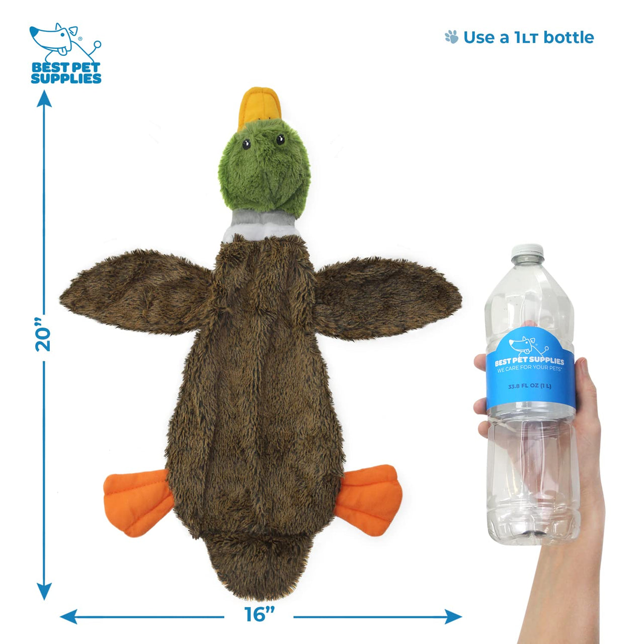 Best Pet Supplies 2-in-1 Stuffless Squeaky Dog Toys with Soft, Durable Fabric for Small, Medium, and Large Pets, No Stuffing for Indoor Play, Holds a Plastic Bottle - 1Wild Duck, Pig, Large Multicolor/Pig & Wild Duck