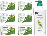 Himalaya Anti Dandruff Shampoo With Tea Tree Removes Dandruff & Soothes Sclap, 1000 ml And Himalaya Herbals Neem And Turmeric Soap, 125g (Pack Of 6)