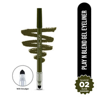 Hilary Rhoda Play n Blend Gel Eyeliner | One Stroke Application | Highly Pigmented | Matte & Shimmer Finish | 2 in 1 Smudger + Eyeliner | Butter Smooth Texture | 1.5g - (Olive Shimmer | Shade 02)