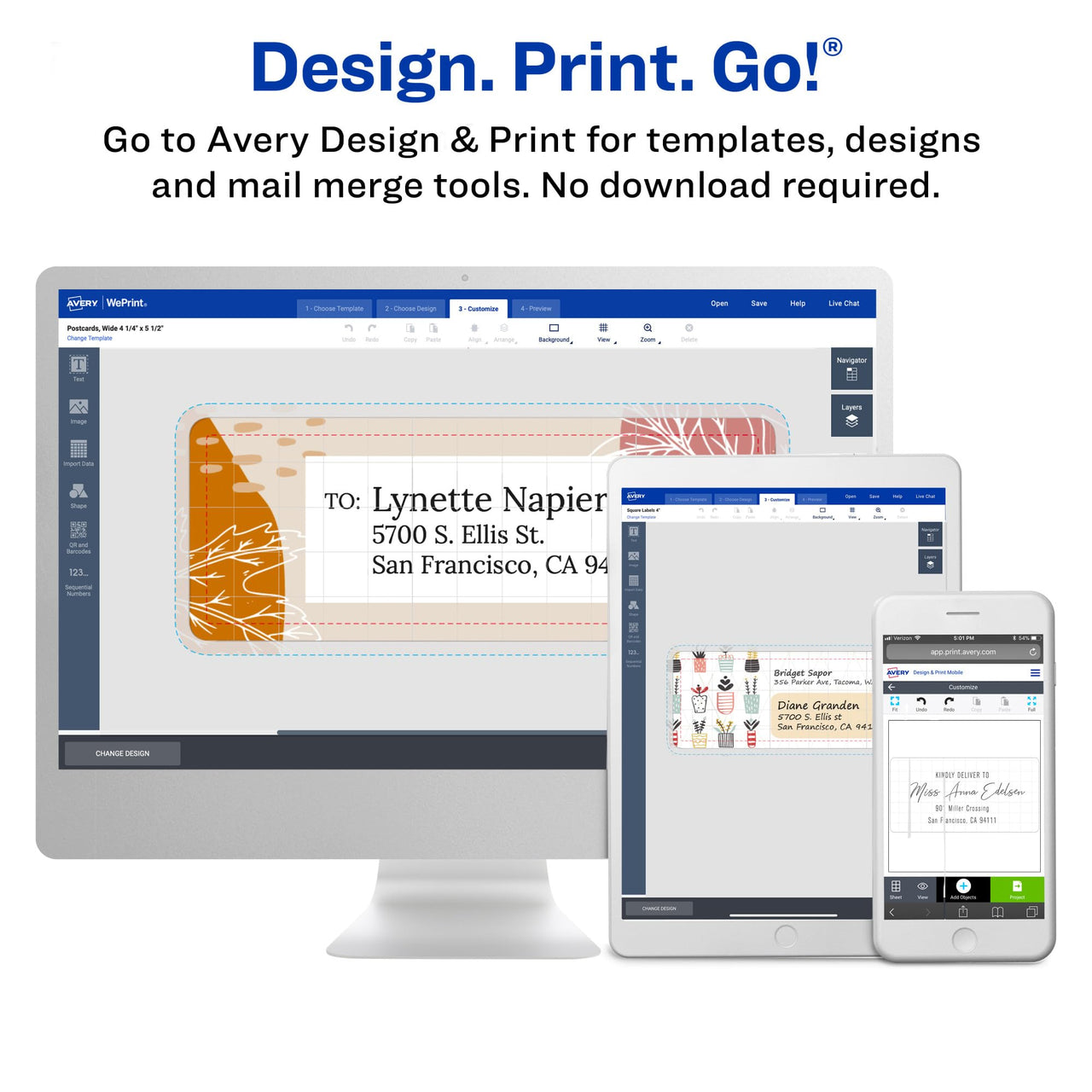 Avery Printable Shipping Labels with Sure Feed, 2" x 4", Matte Clear, 100 Blank Mailing Labels (15663) 2" x 4"