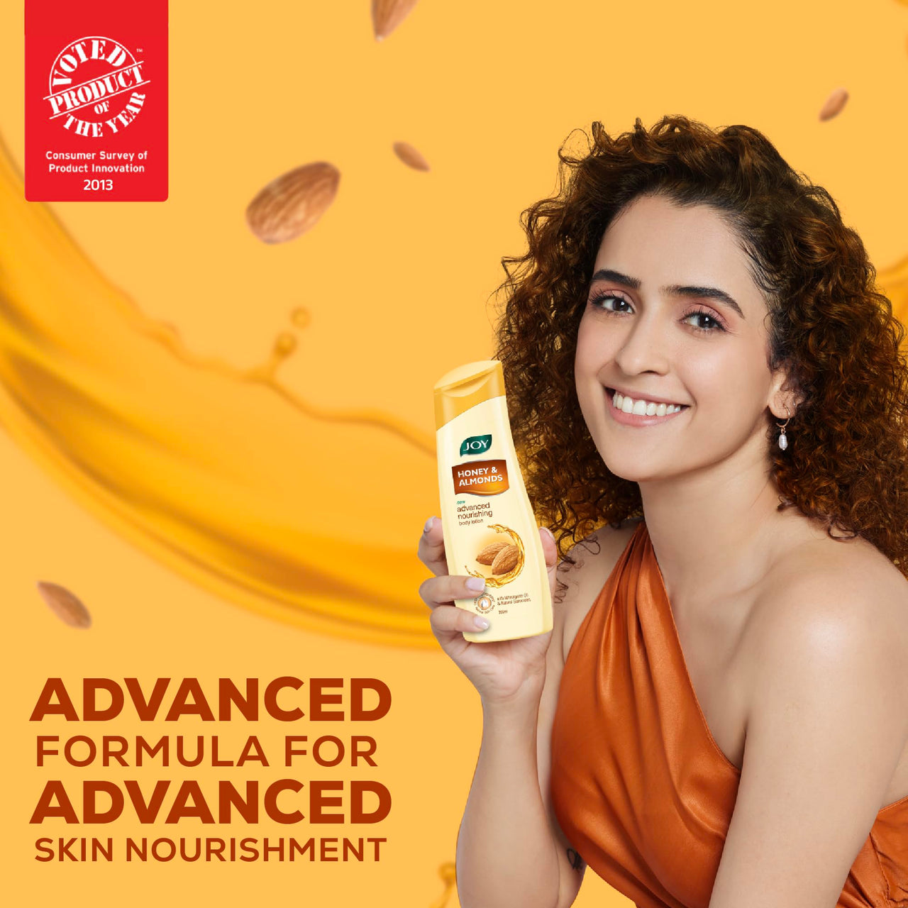 Joy Honey & Almonds Advanced Nourishing Lightweight Body Lotion 300ml With Shea Butter For Summers | Enriched with Natural Sunscreen Filters | Suitable for Normal to Dry Skin