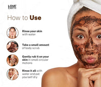 Love Earth Coffee Body Scrub With Organic Shea Butter & Vitamin E For Skin Moisturization & Tan Removal For Soft-Smooth Skin | Bathing Scrub with Coconut Oil | All Skin Types 100gm