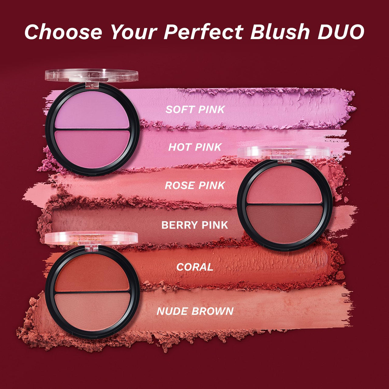 Pilgrim 2-IN-1 Blush Duo 9g | Highly Pigmented, Long-lasting, Buildable & Blendable | Goodness of Rosehip Oil & Hydrating Squalane | All Skin Types | Shade Berry Beat-03