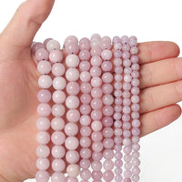 35pcs 10mm Natural Stone Beads Kunzite Beads Energy Crystal Healing Power Gemstone for Jewelry Making, DIY Bracelet Necklace