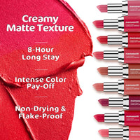 Mamaearth Creamy Matte Long Stay Lipstick with Murumuru Butter and Vitamin E for 8-Hour Long Stay (Flakeproof & Non-Drying | Intense Color Payoff) - 4.2g (Ruby Crush)