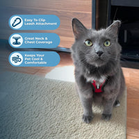 Voyager Step-in Lock Cat Harness w Reflective Cat Leash Combo Set with Neoprene Handle 5ft - Supports Small, Medium and Large Breed Cats by Best Pet Supplies - Red/Black Trim, XXS Harness Leash Set (Red/Black Trim) XXS (Chest: 11.5 - 14