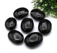 Black Tourmaline Large Palm Stone - Massage Worry Stone for Natural Body Chakra Balancing, Reiki Healing and Crystal Grid Black Tourmaline - Mental (Large)