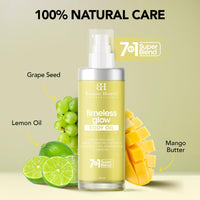 Botanic Hearth Timeless Glow Body Oil 100 ml - Anti-Aging Hydrating Oil with Vegan Collagen, Sprout Stem Cell Extract, Mango Butter, Grapeseed & Lemon Oil for Soft & Youthful Skin for Men & Women - in a Premium Glass Bottle