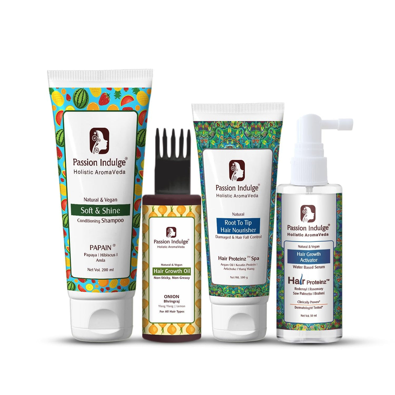Passion Indulge Onion Hair oil, Rosemary Hair Growth Serum, Hair Spa Protein Booster & Papain Shampoo