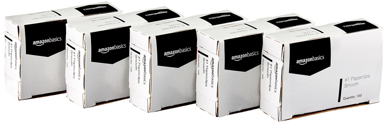 Basics No. 1 Paper Clips, Smooth, 1000 Count (10 Pack of 100), Silver