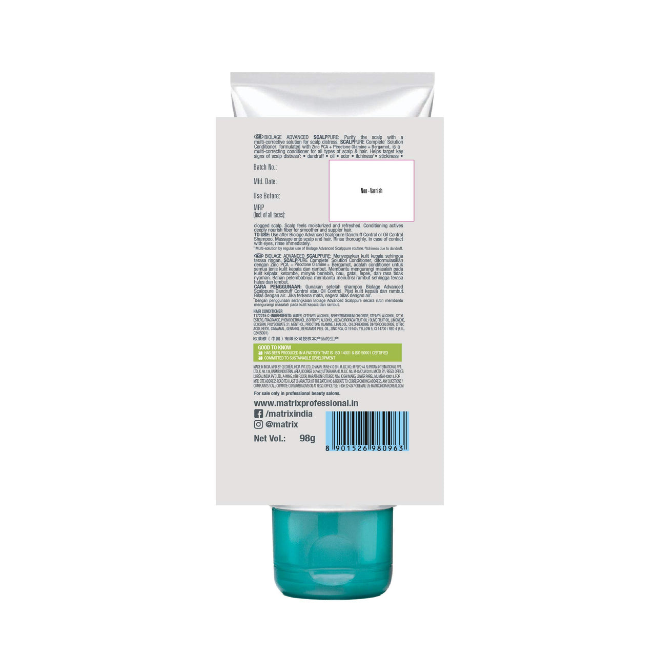BIOLAGE Scalppure Conditioner |Paraben free| Soothes & Nourishes For A Healthy-Looking Scalp | For Dandruff Control & Biolage Smoothproof Shampoo
