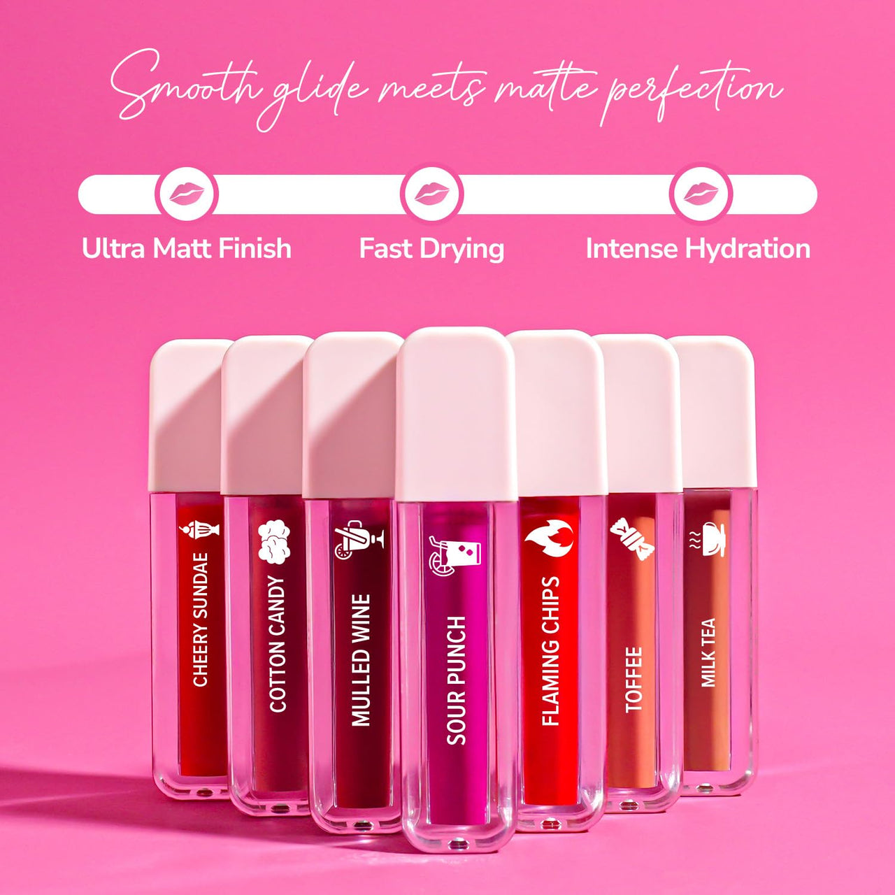 Mila Beauté Set of 7 Non Transfer Mini Liquid Lipstick Gift Set I 12 Hrs Transfer proof I With Hyaluronic Acid I Perfect For Gifting, Special Occasion, Wedding, Travel Friendly Combo for Women I Gift Pack