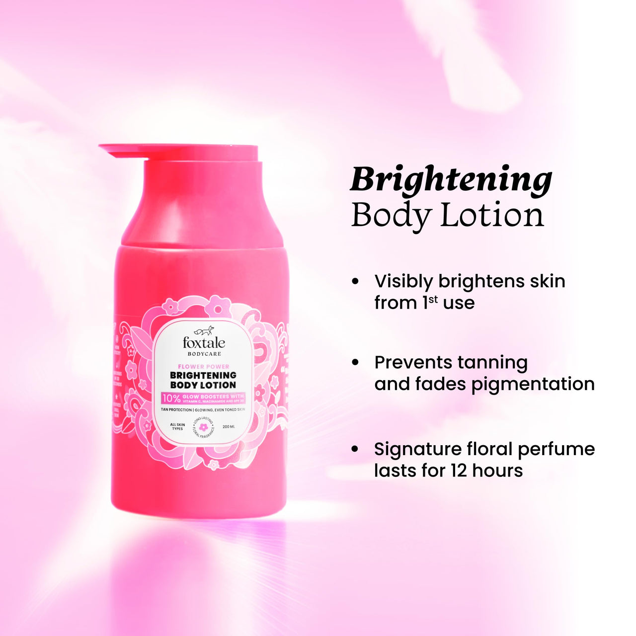 Foxtale Brightening Body Wash & Body Lotion SPF 30 | With Glycolic Acid, Niacinamide, Vitamin C | For Smooth & Glowing Skin | 6+ hrs Odor Control | Long Lasting Fragrance | All Skin Types | 250 ml
