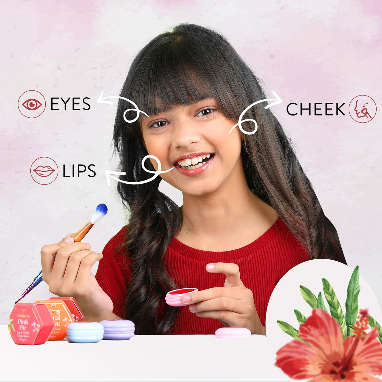 Whimsy Lip & Cheek Tint - Red Dew - with Goodness of Jojoba Oil, Nourishes & Hydrates Dry Chapped Lips, Blush for Teens and Preteens (Red Dew)