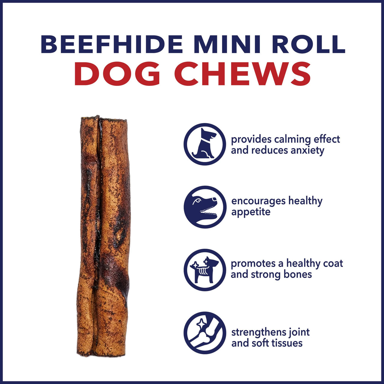 Pet Factory 100% Made in USA Beefhide 3-3.5" Mini Rolls Dog Chew Treats - Beef Flavor, 35 Count/1 Pack